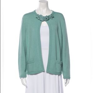 AUTHENTIC *CHANEL* Coastal Chic Floral Appliqué CASHMERE Sweater XL FR46